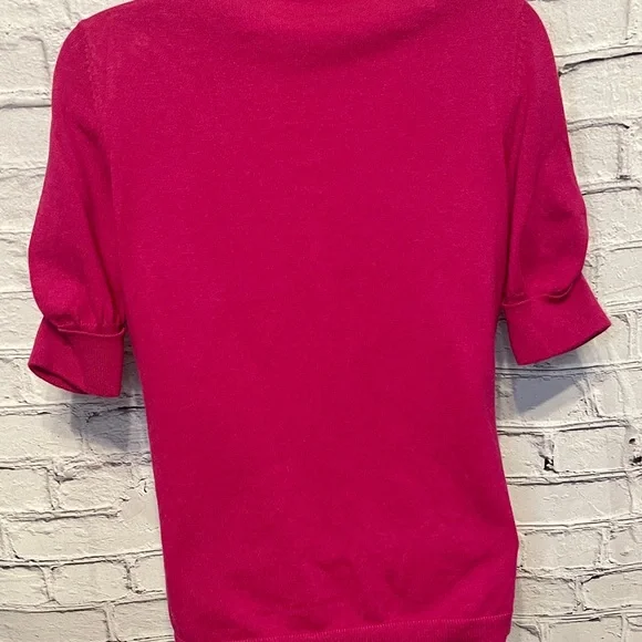 The Limited Pink Button Down Gathered Short Sleeve Cardigan Sweater - Size S - Picture 2 of 4